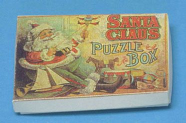 Dollhouse Miniature Santa Claus Puzzle Box W/Lid